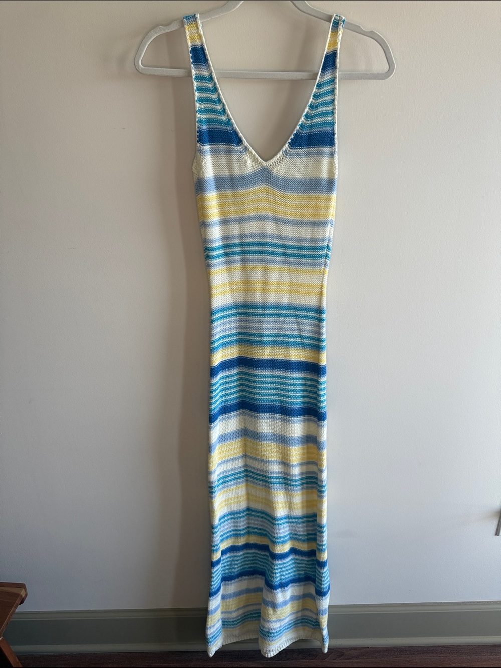 Altar'd State Cream and Blue Crochet sun Dress or Cover Up